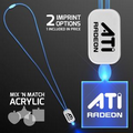 "Neon Look" Blue LED Cool Lanyards with Acrylic Square Pendants - 5 Day
